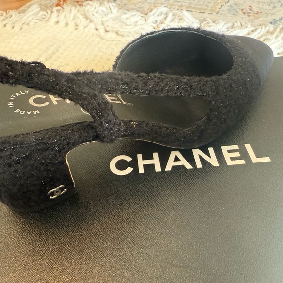 Chanel tweed interlock sling back classic - Picture 1 of 8